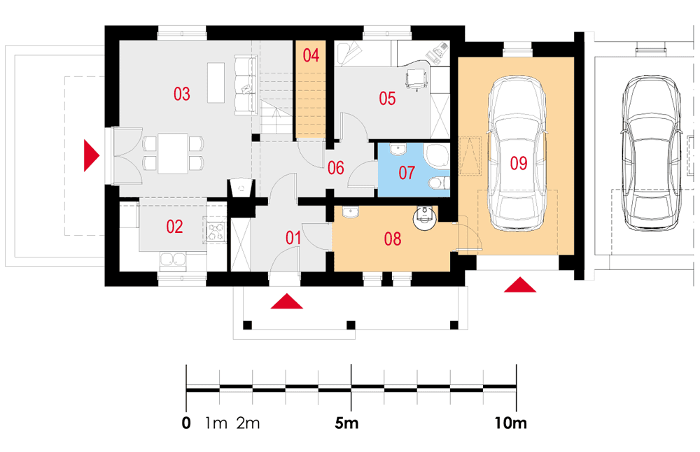 rzut parteru domu jednorodzinnego Fraternus I G1