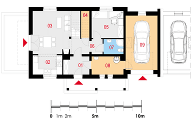 rzut parteru domu jednorodzinnego Fraternus I G1