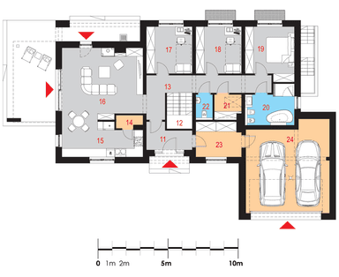 rzut parteru domu jednorodzinnego Gelidus I PG2