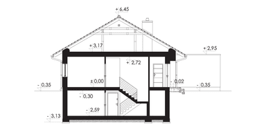 przekrój domu jednorodzinnego Gelidus I PG2