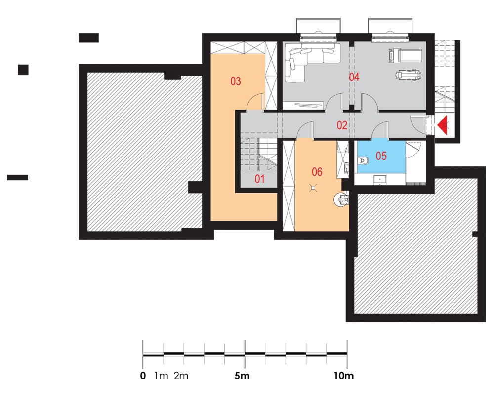 rzut podpiwniczenia domu jednorodzinnego Gelidus I PG2