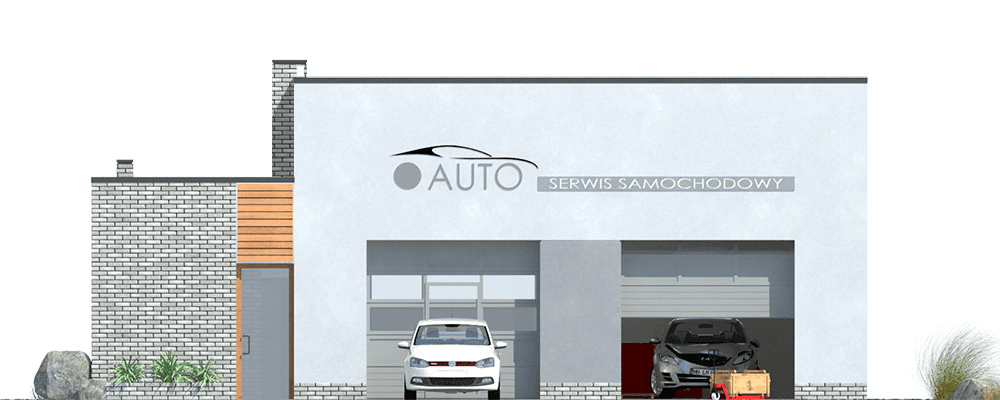 elewacja frontowa budynku usługowego Laesus II