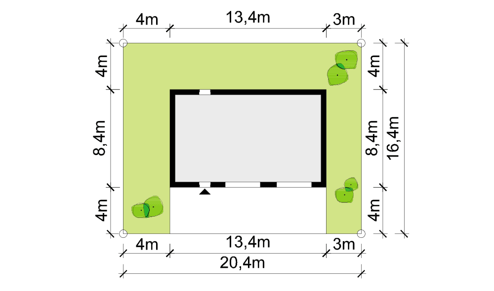 rzut usytuowania budynku usługowego Laesus II
