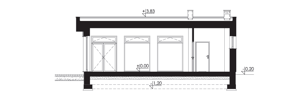 przekrój budynku usługowego Lapideus I