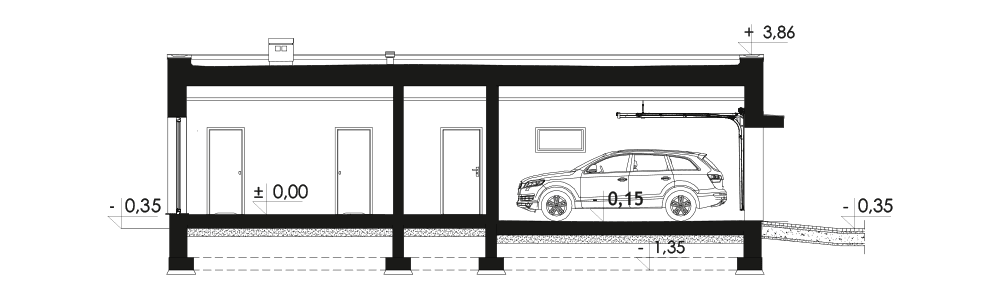 przekrój domu jednorodzinnego Magneticus IV G2