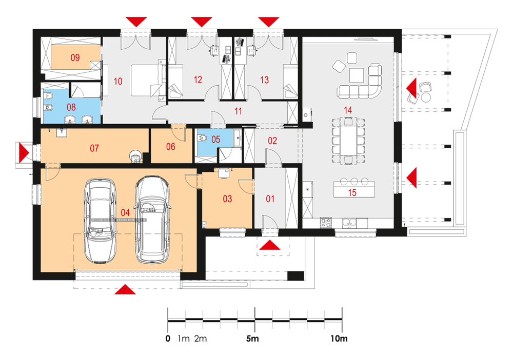rzut parteru domu jednorodzinnego Magneticus IV G2