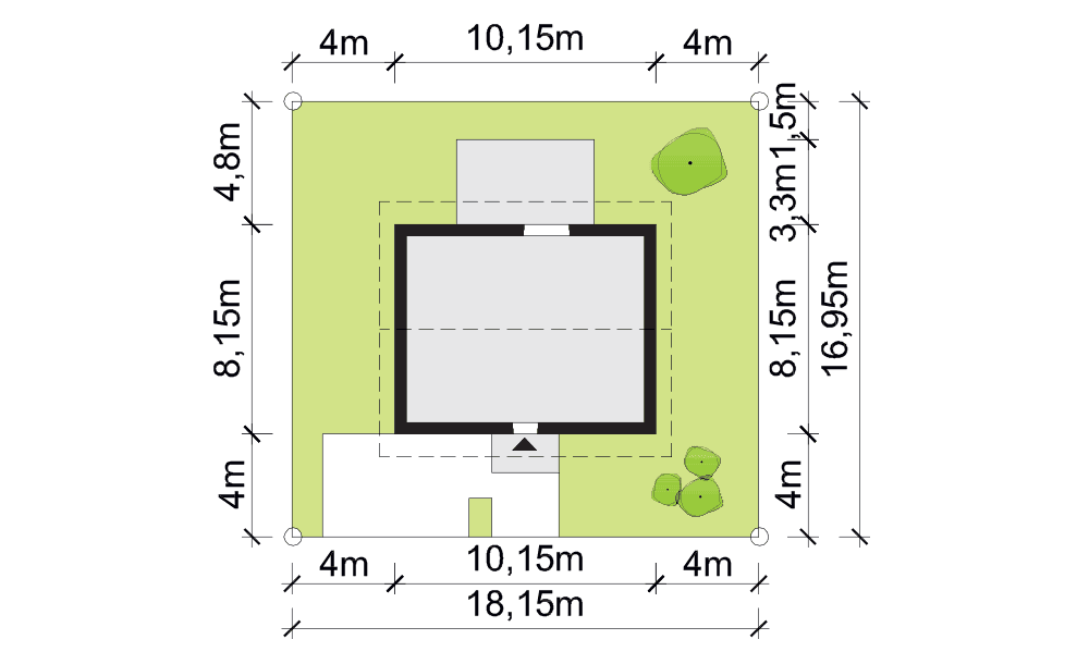 rzut usytuowania domu jednorodzinnego Modestus III