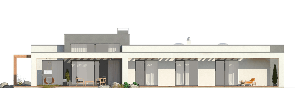 Elewacja ogrodowa w domu z dachem płaskim Illecebrosus I G2