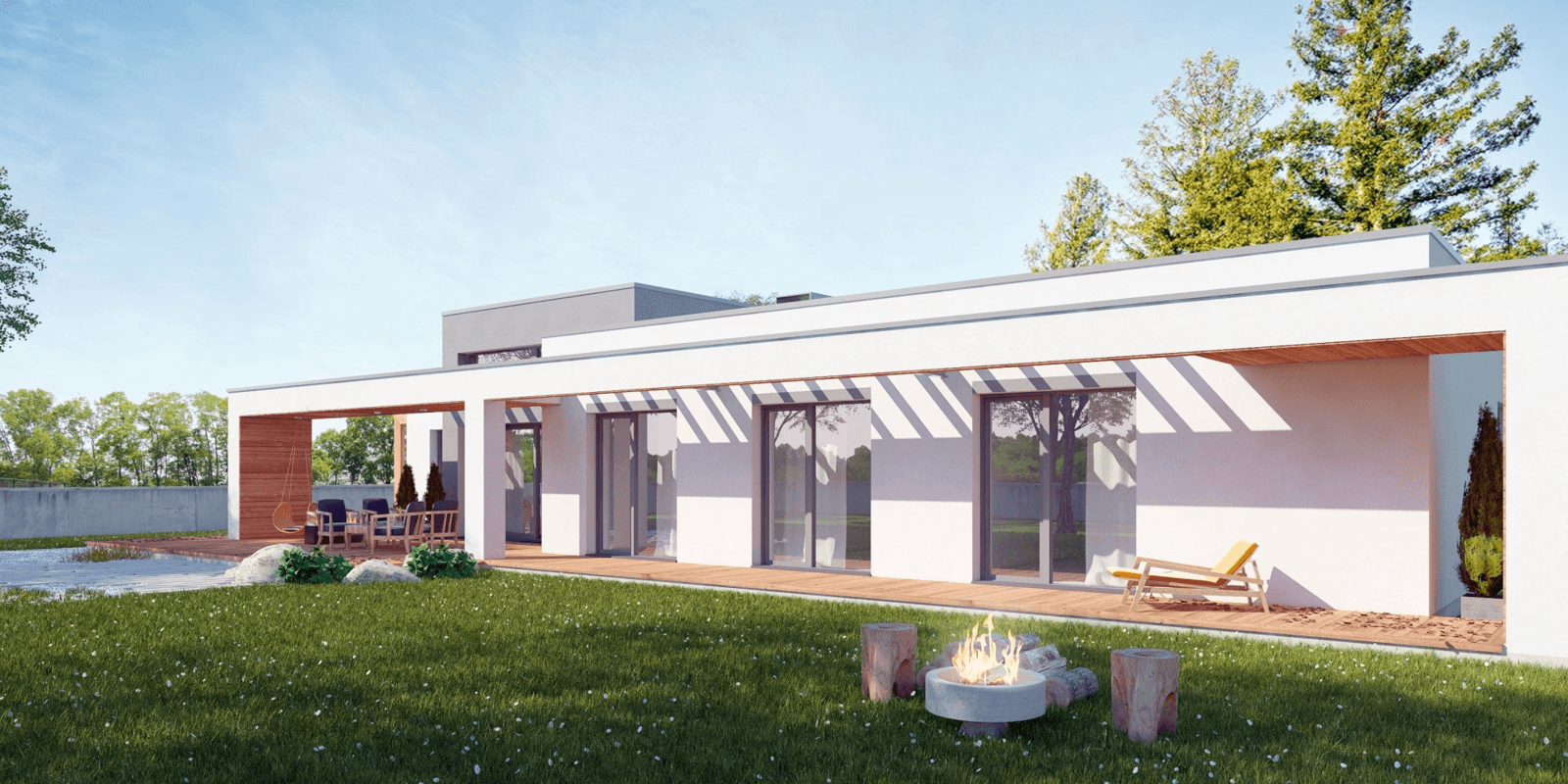 Projekt budynku parterowego z dachem płaskim Illecebrosus I G2