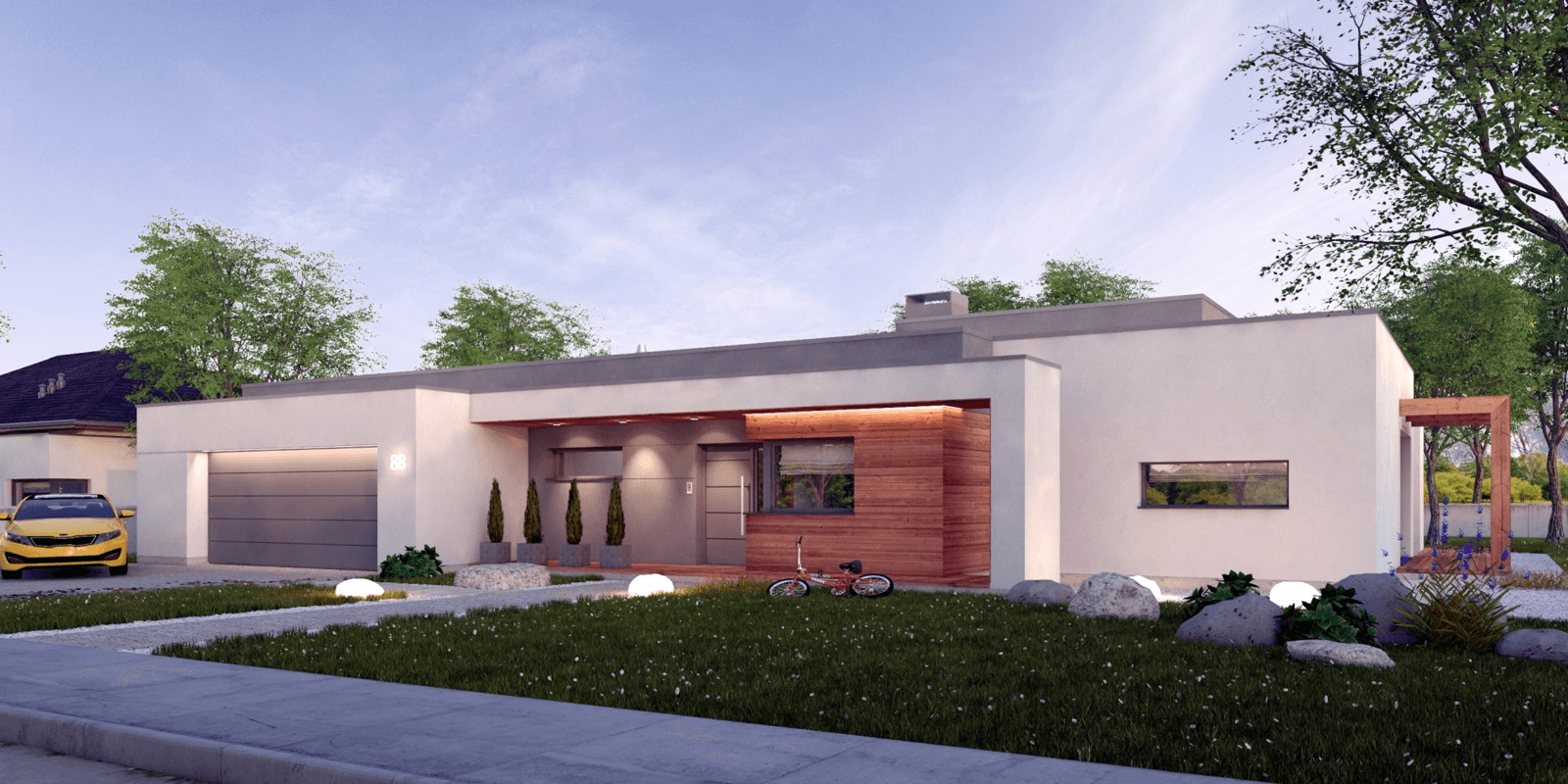 Projekt domu nowoczesnego parterowego z dachem płaskim Illecebrosus I G2