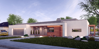 Projekt domu nowoczesnego parterowego z dachem płaskim Illecebrosus I G2