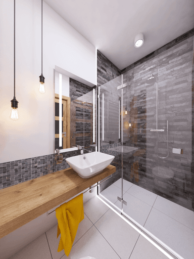 Piękna łazienka w domu parterowym z dachem płaskim Illecebrosus I G2