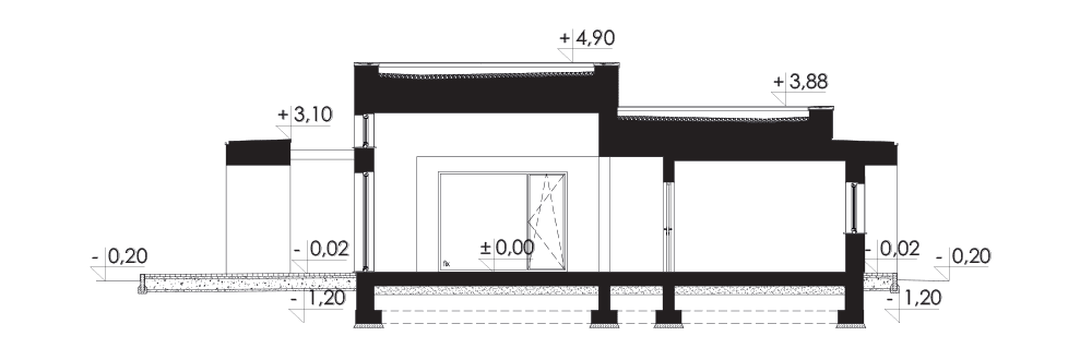 Przekrój budynku Illecebrosus IV g2