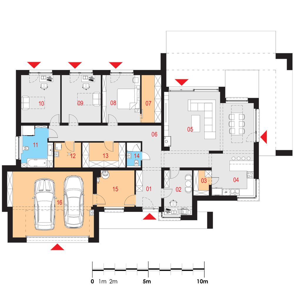Rzut parteru domu parterowego Illecebrosus IV g2