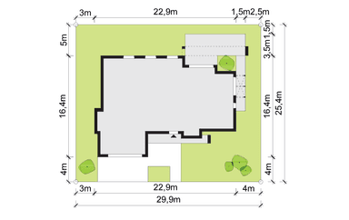 Usytuowanie domu na działce Illecebrosus V G2