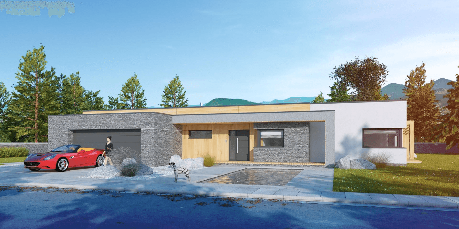 Wizualizacja domu parterowego nowoczesnego Illecebrosus V G2