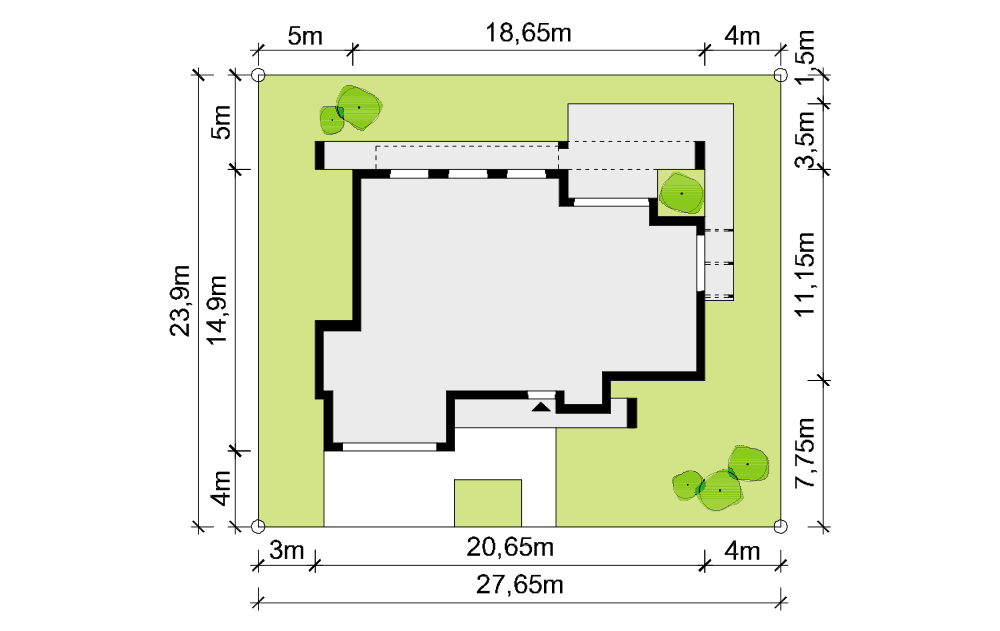 Usytuowanie projektu domu Illecebrosus III g2 na działce