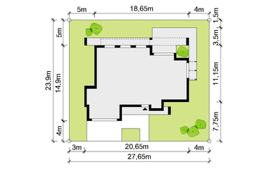 Usytuowanie projektu domu Illecebrosus III g2 na działce