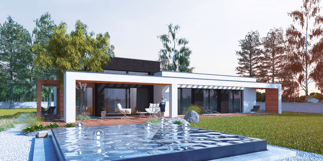 Widok na dom jednorodzinny Illecebrosus III G2