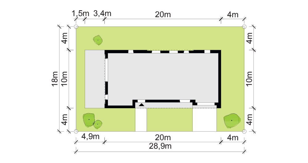 rzut usytuowania domu jednorodzinnego Promptus I G1