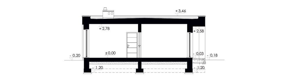 przekrój domu jednorodzinnego Promptus I G1