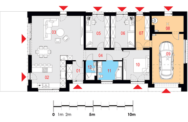 rzut parteru domu jednorodzinnego Promptus I G1