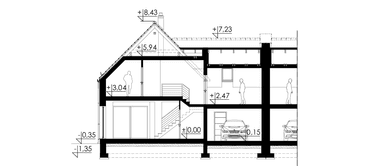 przekrój domu jednorodzinnego Proximus I G1
