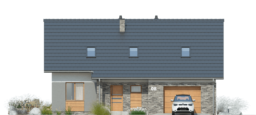 elewacja frontowa domu jednorodzinnego Simplex III G1