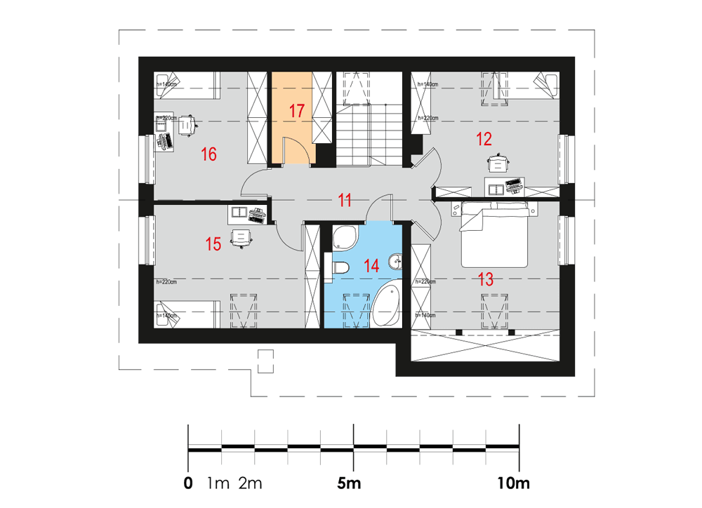 rzut poddasza domu jednorodzinnego Simplex III G1