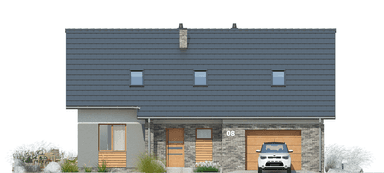 elewacja frontowa domu jednorodzinnego domu jednorodzinnego Simplex III G1