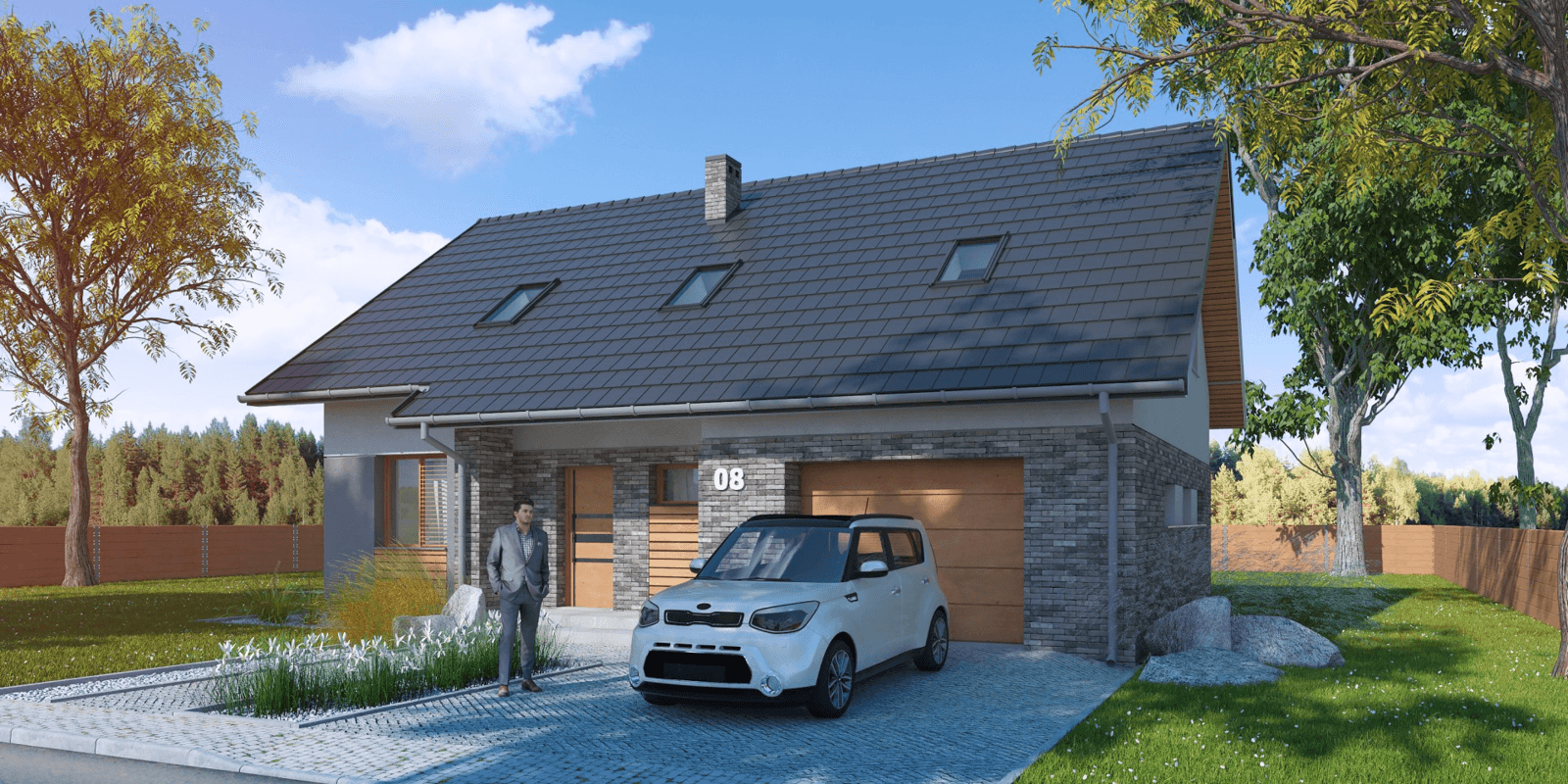 Wizualizacja domu jednorodzinnego Simplex III G1