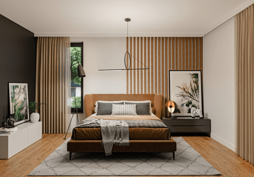 Sypialnia w domu modułowym ALM