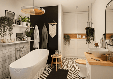 Piękna łazienka w projekcie domu modułowego ALM