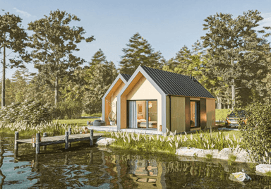 Widok na piękny i kompaktowy dom modułowy ASKE