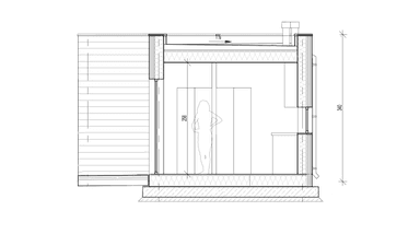 Przekrój w domu modułowym Furu