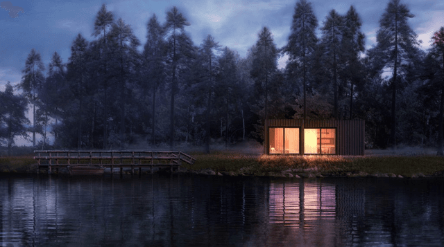 Widok na piękny kompaktowy dom modułowy Furu