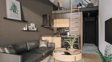 Mały salon w domu modułowym GRAN