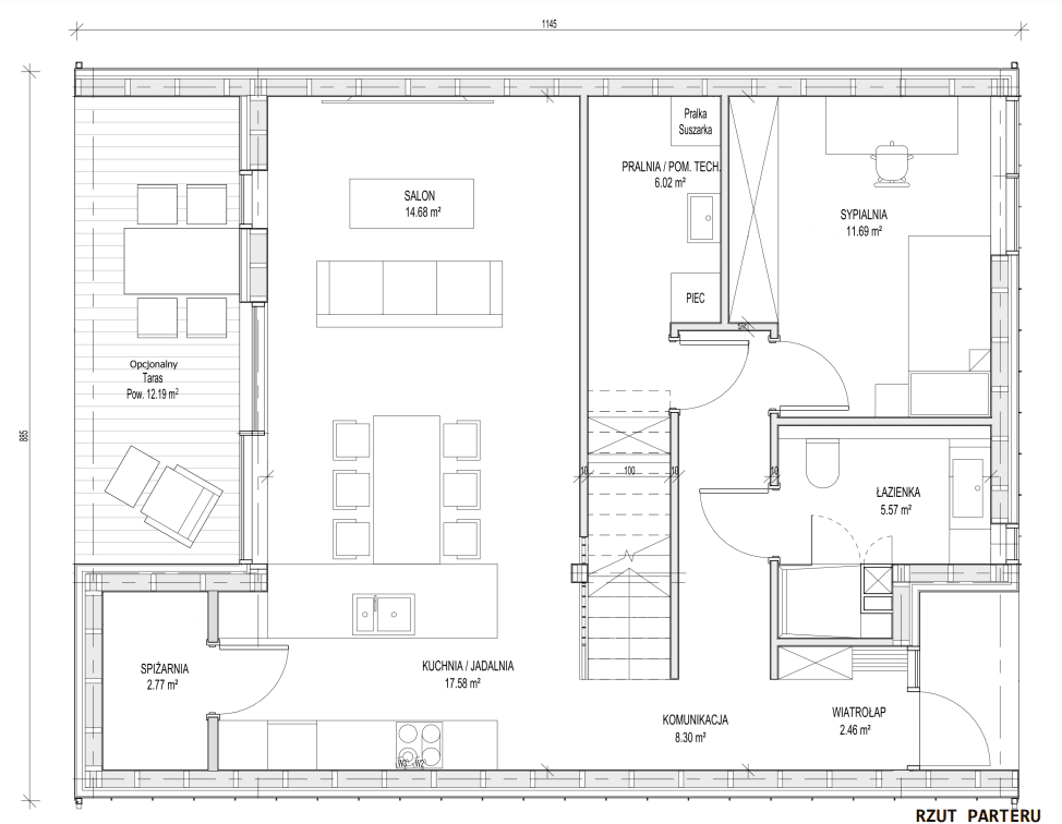 Rzut w domu modułowym LIND-wp