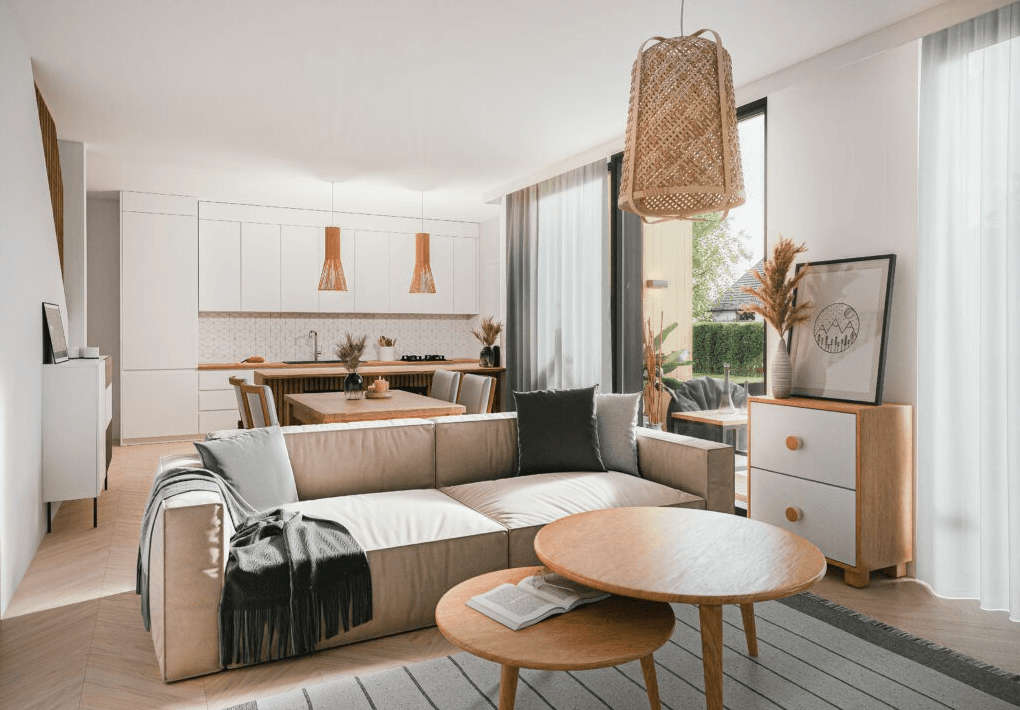 Salon w domu modułowym LIND