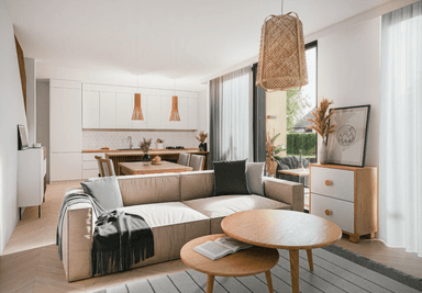 Salon w domu modułowym LIND