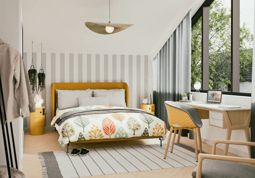 Sypialnia w domu modułowym LIND - wp