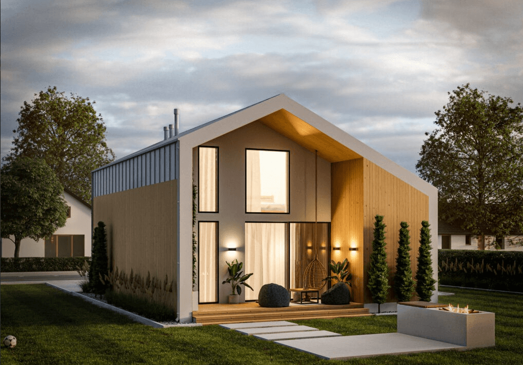 Dom modułowy LIND-wp w odsłonie od ogrodu