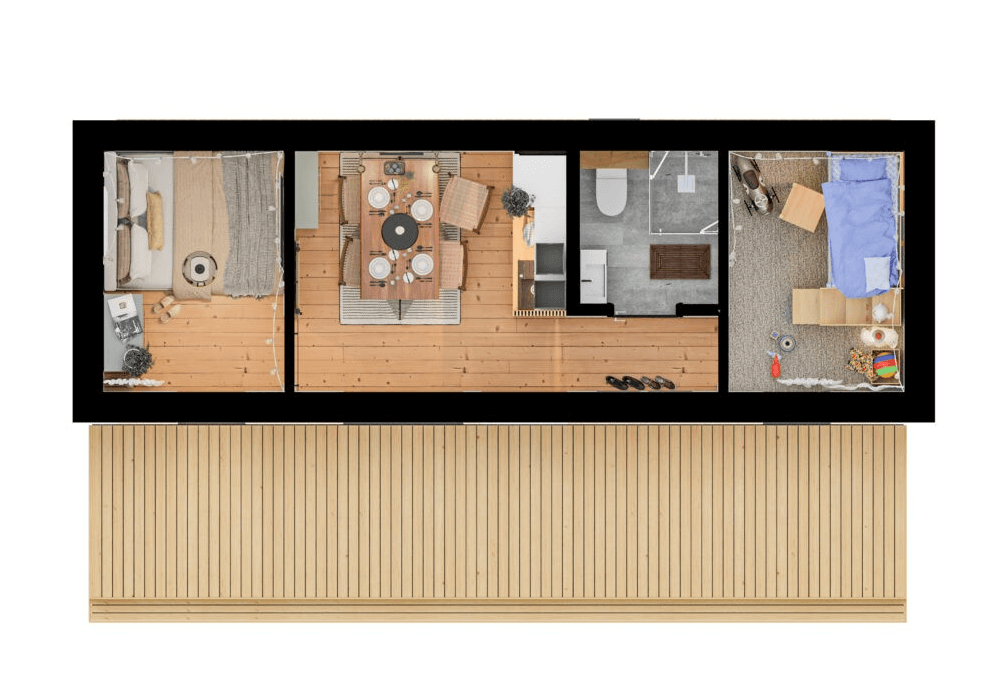 Parter w domku modułowym