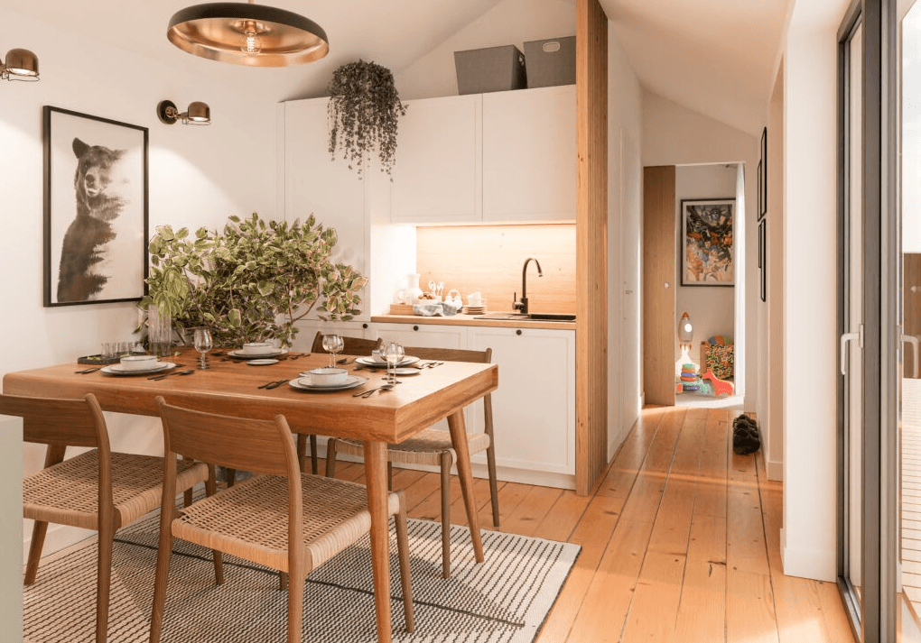 Domek modułowy z piękną małą kuchnią