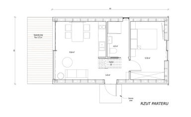 Rzut parteru w domu modułowym UTEN