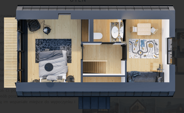 Rzut poddasza w domu modułowym UTEN