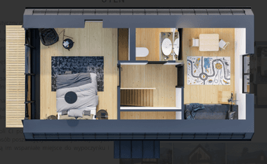 Rzut poddasza w domu modułowym UTEN