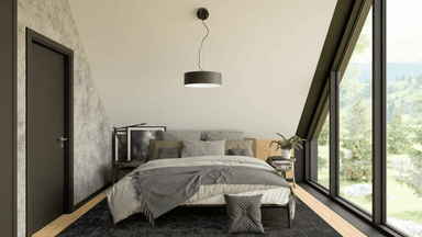 Wizualizacja sypialni w domu modułowym UTEN