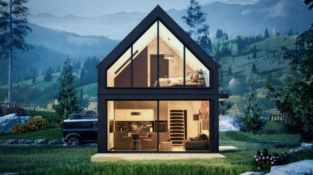 Elewacja tylna domu modułowego UTEN