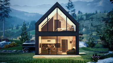 Elewacja tylna domu modułowego UTEN